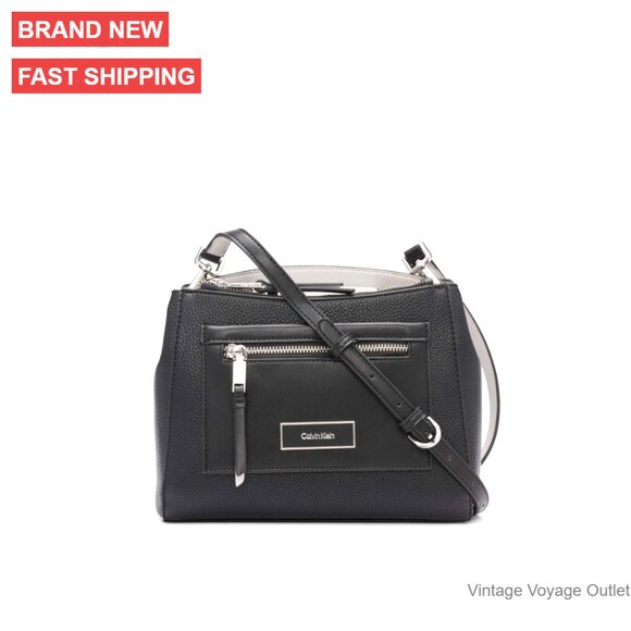 Triple Compartment Crossbody Bag with Adjustable Strap PVC Material